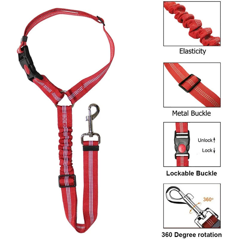 2-in-1 Dog Harness & Car Seat Belt – Adjustable Safety Leash for Pets