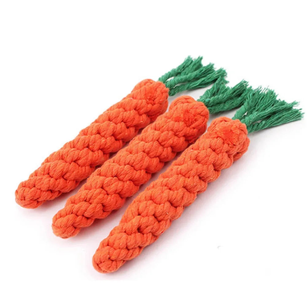 Durable Carrot Rope Chew Toy – Cotton Molar Cleaner for Puppies & Dogs