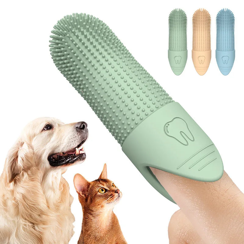 360° Silicone Finger Toothbrush for Dogs & Cats