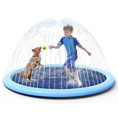 Interactive PVC Dog Water Play Mat - Splash Pad for Outdoor Summer Fun - Reusable Crawling Mat