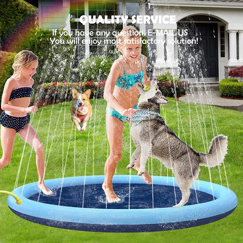 Interactive PVC Dog Water Play Mat - Splash Pad for Outdoor Summer Fun - Reusable Crawling Mat