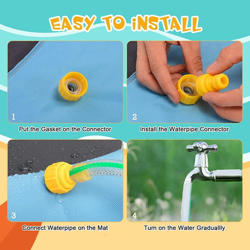 Interactive PVC Dog Water Play Mat - Splash Pad for Outdoor Summer Fun - Reusable Crawling Mat