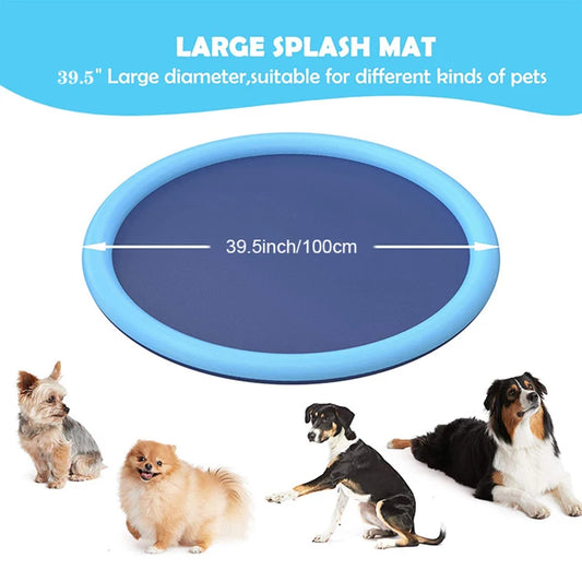 Interactive PVC Dog Water Play Mat - Splash Pad for Outdoor Summer Fun - Reusable Crawling Mat