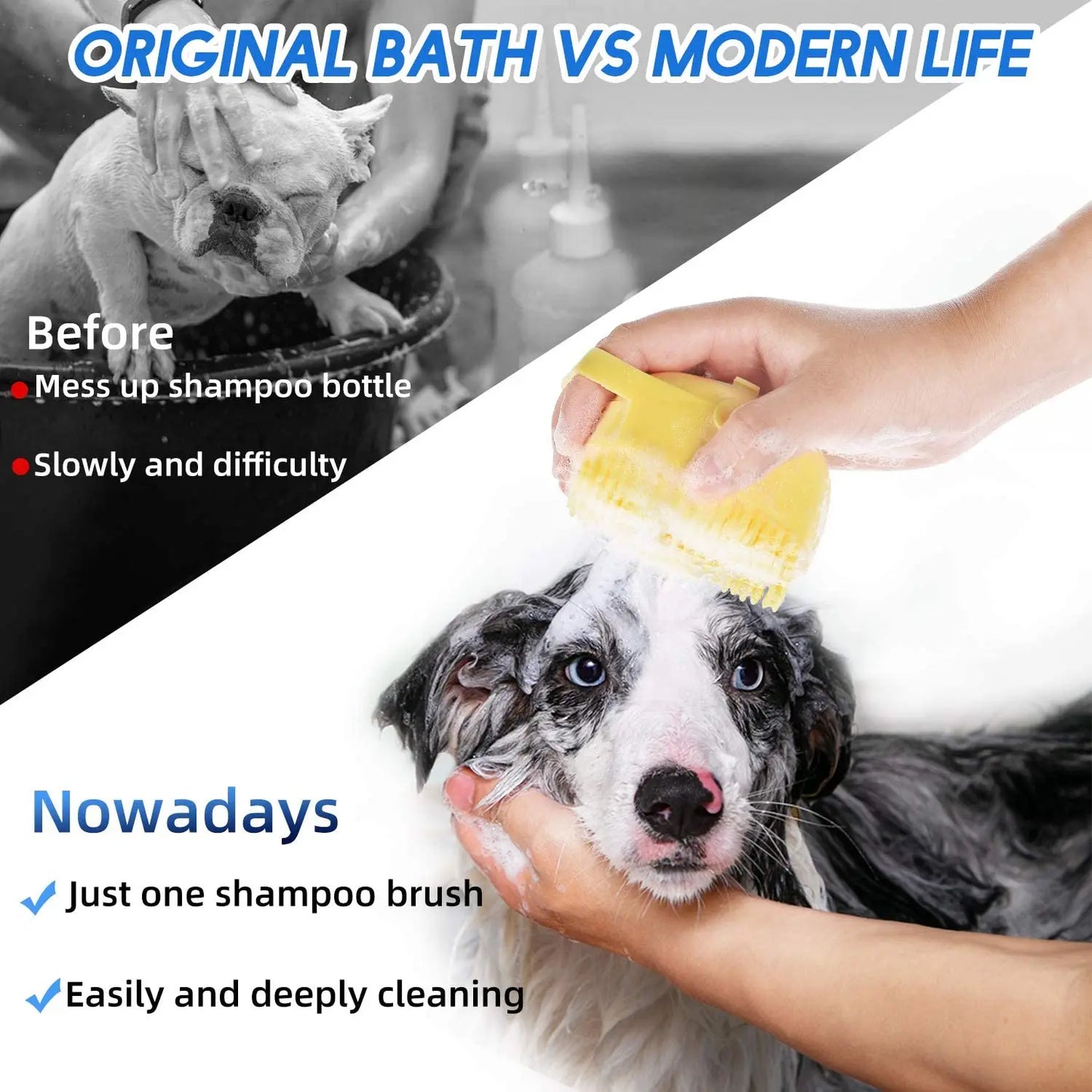 2-in-1 Pet Bathing Brush – Soft Silicone Shampoo Scrubber for Dogs & Cats