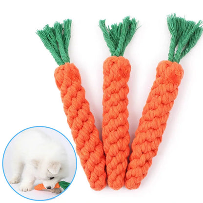 Durable Carrot Rope Chew Toy – Cotton Molar Cleaner for Puppies & Dogs