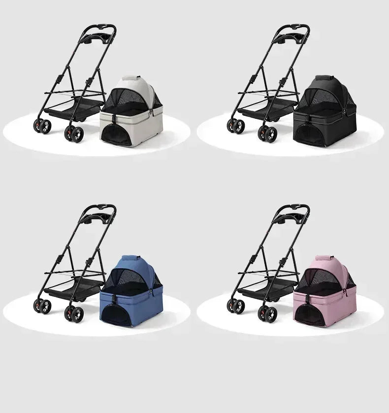 4-Wheel Collapsible Pet Carrier with Storage Bag