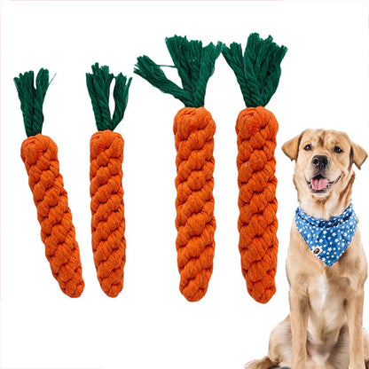 Durable Carrot Rope Chew Toy – Cotton Molar Cleaner for Puppies & Dogs