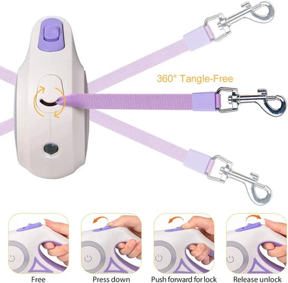 3M/5M Automatic Retractable Dog Leash with LED Flashlight
