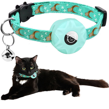 Reflective AirTag Cat Collar – Breakaway Pet Tracker with Bell & Holder
