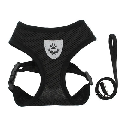 Summer Breathable Adjustable Mesh Harness & Leash for Small Dogs & Cats – Reflective Safety Vest