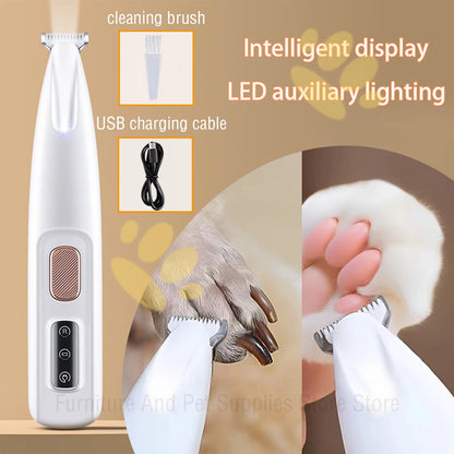 Waterproof Dog Paw Trimmer with LED Display & 18mm Wide Blade