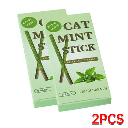 6PCS Natural Silver Vine Cat Sticks – Mint-Flavored Teeth & Scratch Toys