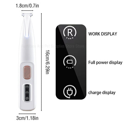 Waterproof Dog Paw Trimmer with LED Display & 18mm Wide Blade