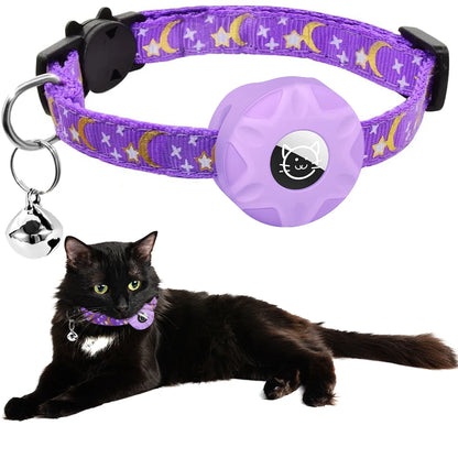 Reflective AirTag Cat Collar – Breakaway Pet Tracker with Bell & Holder