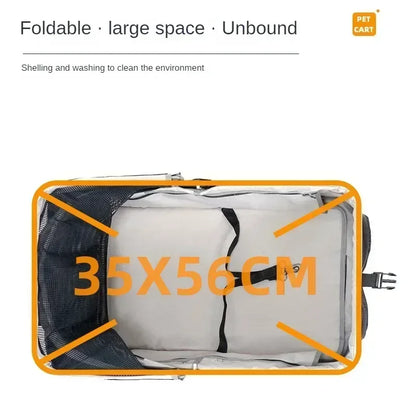 4-Wheel Collapsible Pet Carrier with Storage Bag