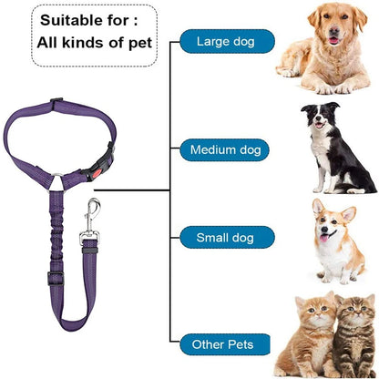 2-in-1 Dog Harness & Car Seat Belt – Adjustable Safety Leash for Pets