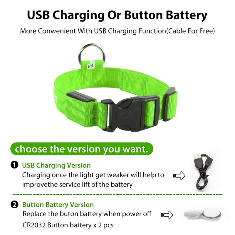 USB Rechargeable LED Glowing Dog Collar