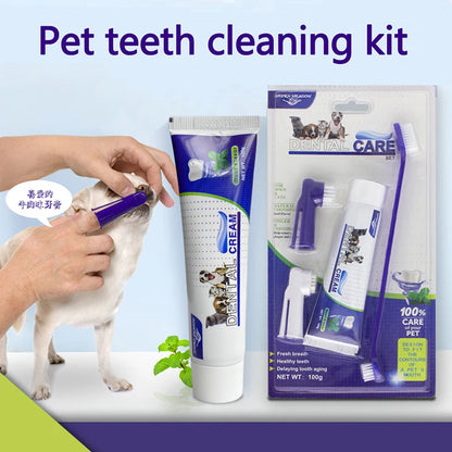 4-in-1 Dog Dental Care Kit – Toothpaste, Toothbrush & Finger Brush Set
