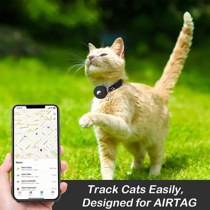 Reflective AirTag Cat Collar – Breakaway Pet Tracker with Bell & Holder