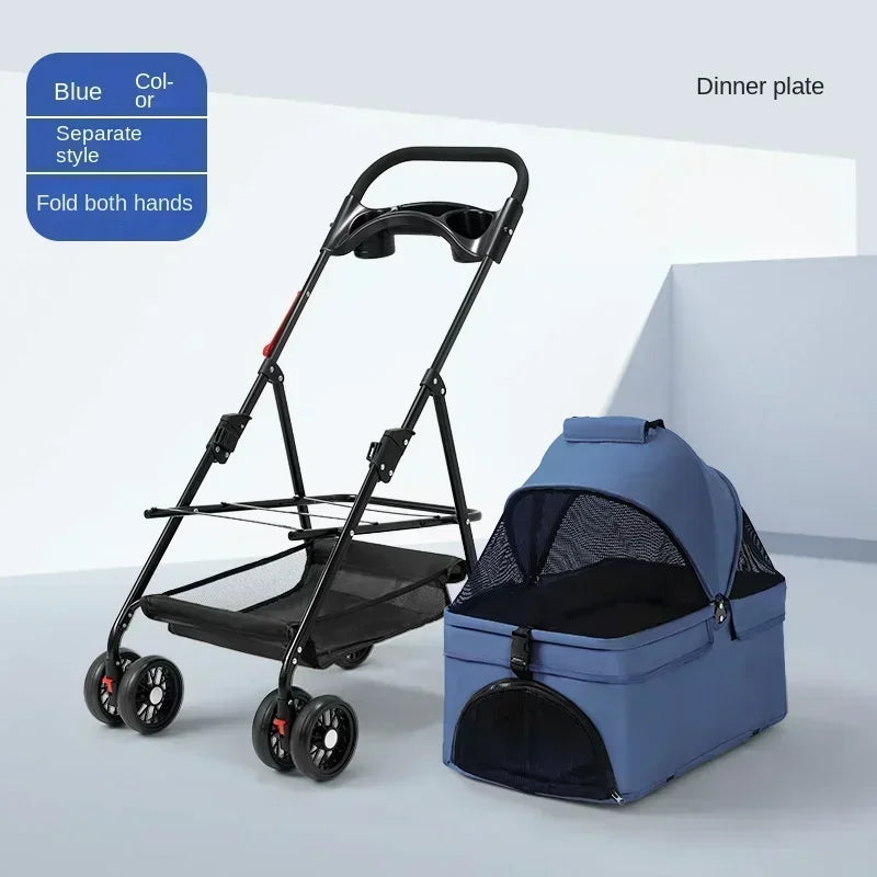 4-Wheel Collapsible Pet Carrier with Storage Bag