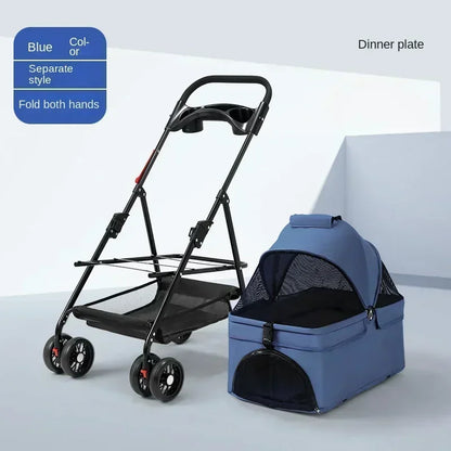 4-Wheel Collapsible Pet Carrier with Storage Bag