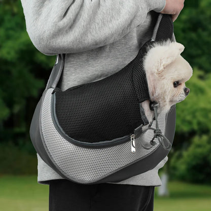 Reflective Mesh Pet Shoulder Bag – Portable Travel Carrier for Cats & Small Dogs