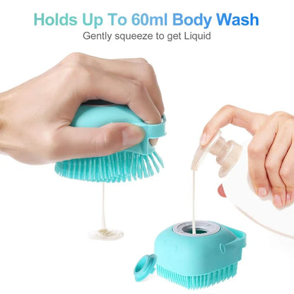2-in-1 Pet Bathing Brush – Soft Silicone Shampoo Scrubber for Dogs & Cats