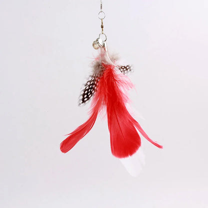 Colorful Feather Cat Teaser Wand with Bell & Suction Base
