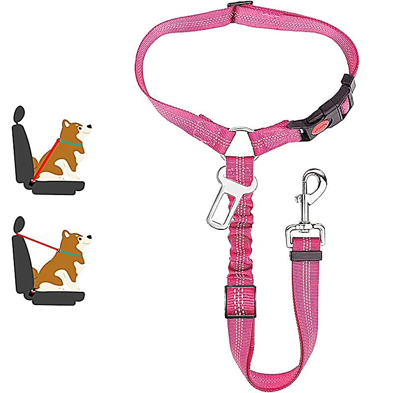 2-in-1 Dog Harness & Car Seat Belt – Adjustable Safety Leash for Pets