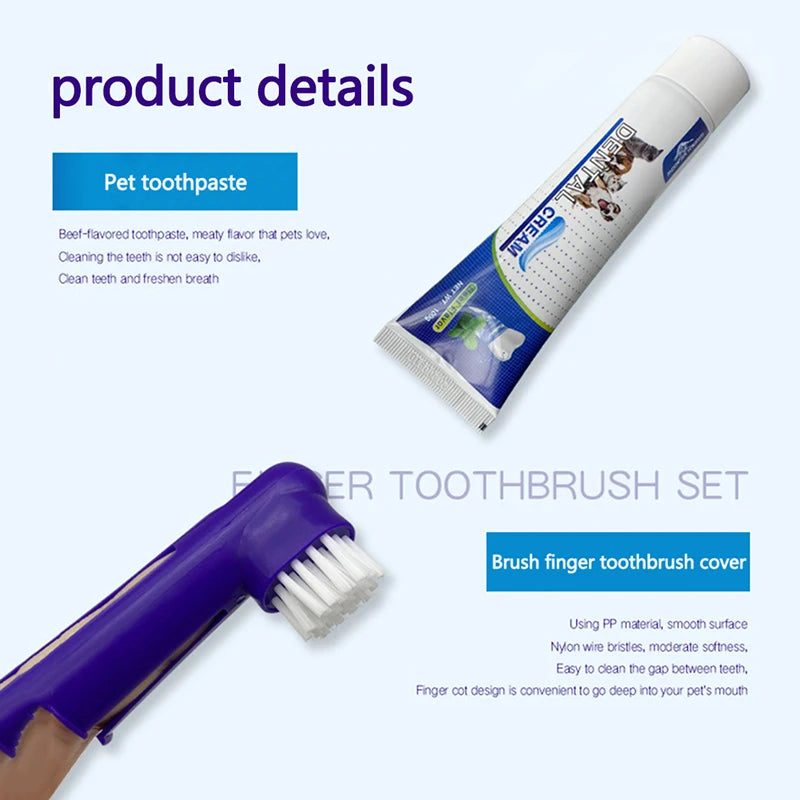 4-in-1 Dog Dental Care Kit – Toothpaste, Toothbrush & Finger Brush Set