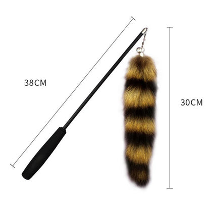 Feather Cat Teaser Wand with Fox Hair Head – Durable Interactive Toy