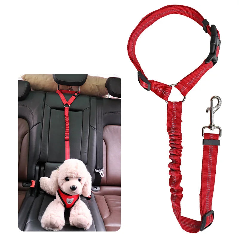 2-in-1 Dog Harness & Car Seat Belt – Adjustable Safety Leash for Pets