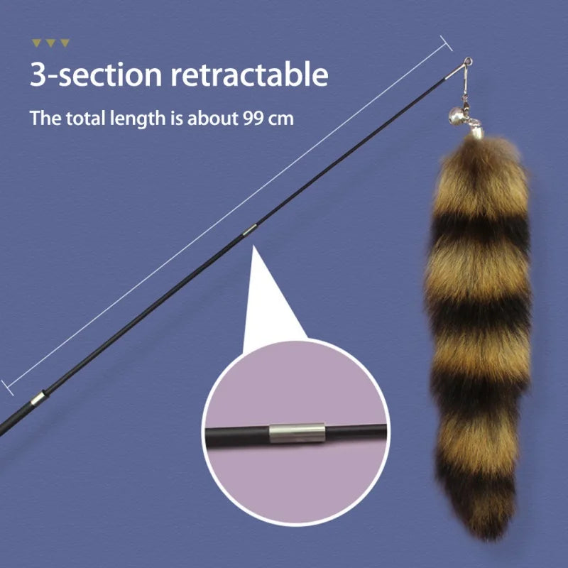 Feather Cat Teaser Wand with Fox Hair Head – Durable Interactive Toy