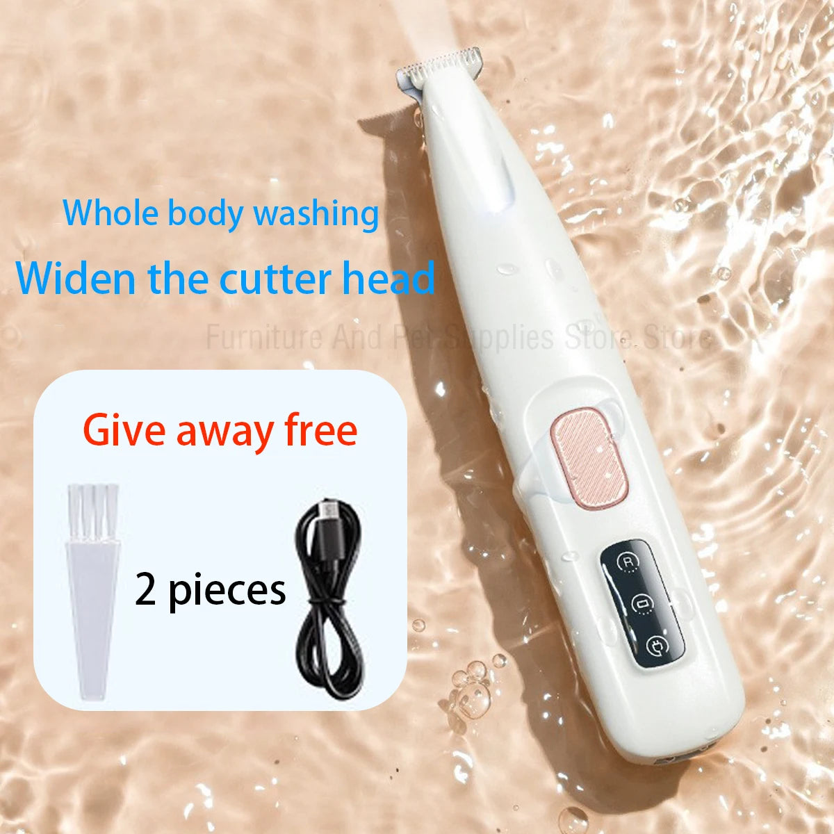 Waterproof Dog Paw Trimmer with LED Display & 18mm Wide Blade