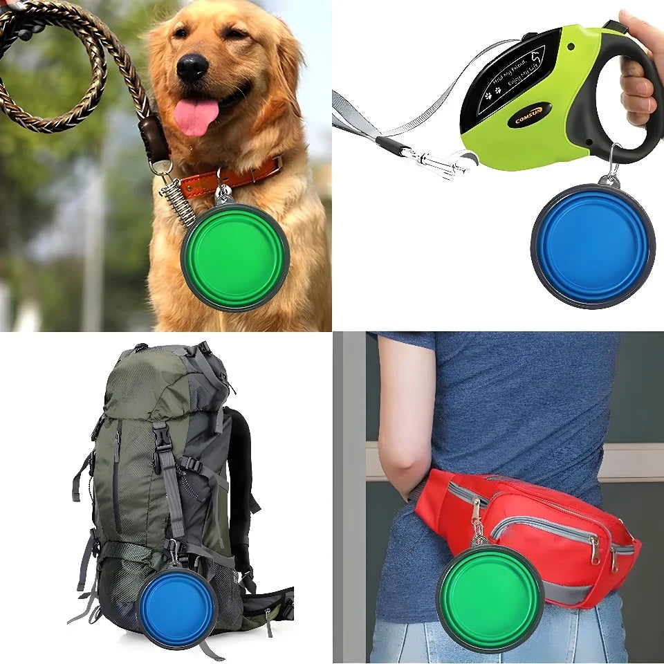 Collapsible Silicone Dog Bowl – 350ml Portable Travel Feeder