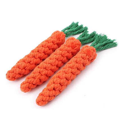 Durable Carrot Rope Chew Toy – Cotton Molar Cleaner for Puppies & Dogs