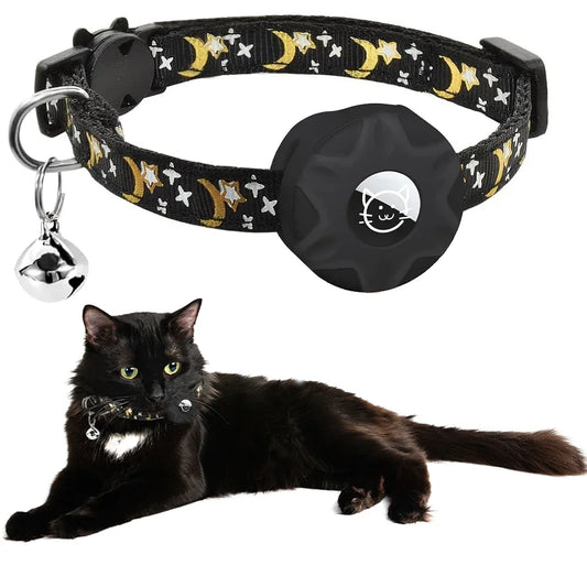 Reflective AirTag Cat Collar – Breakaway Pet Tracker with Bell & Holder