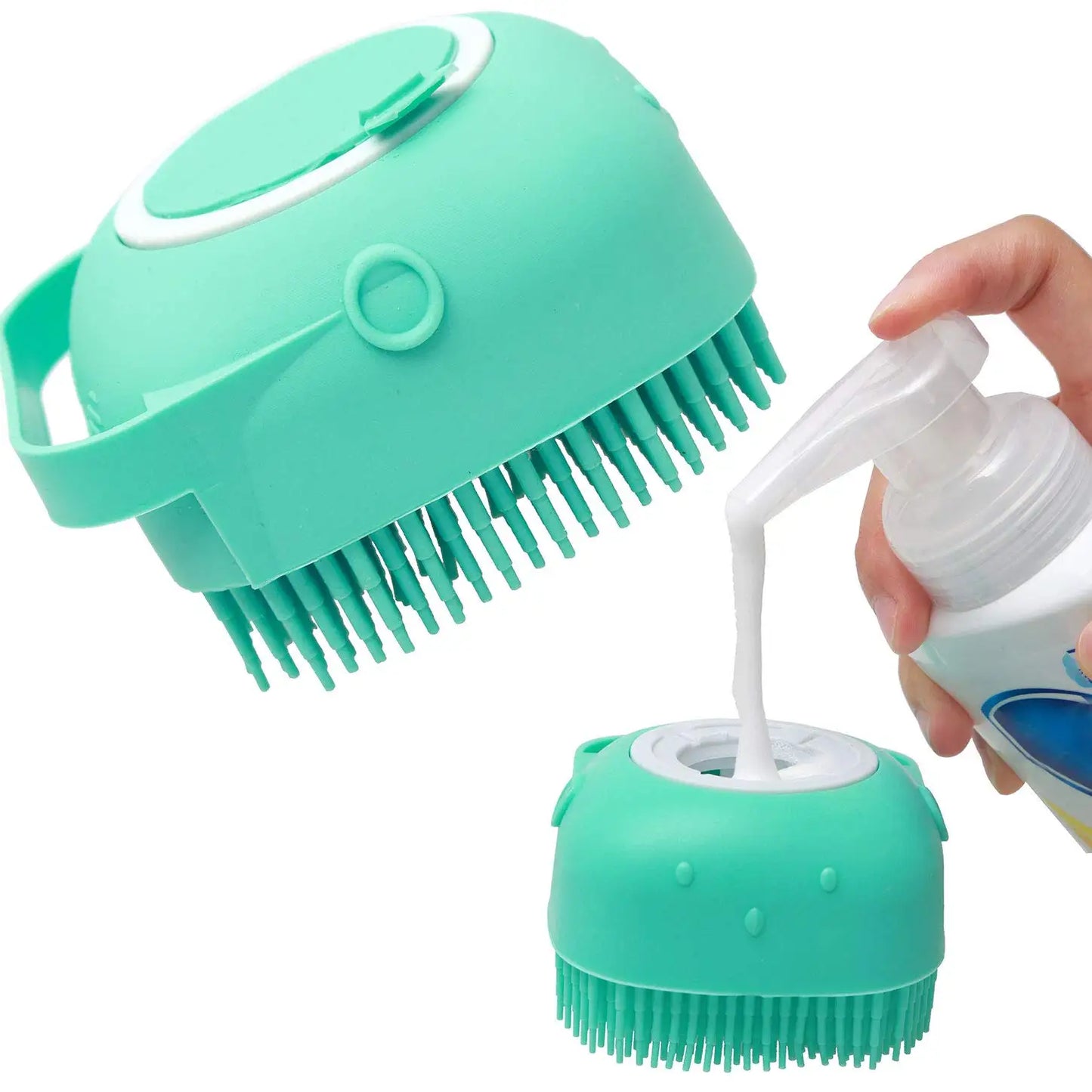 2-in-1 Pet Bathing Brush – Soft Silicone Shampoo Scrubber for Dogs & Cats