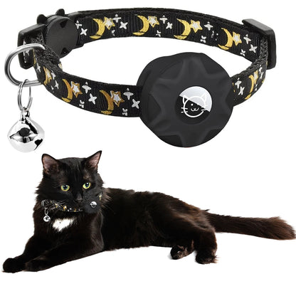 Reflective AirTag Cat Collar – Breakaway Pet Tracker with Bell & Holder