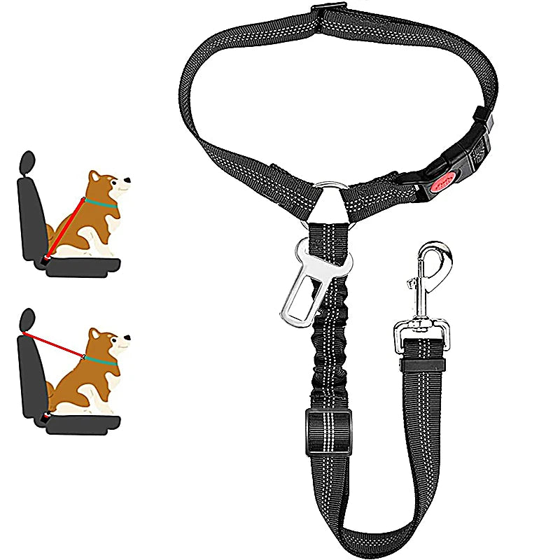2-in-1 Dog Harness & Car Seat Belt – Adjustable Safety Leash for Pets