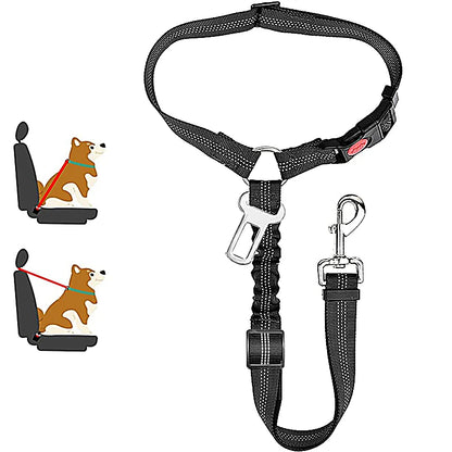 2-in-1 Dog Harness & Car Seat Belt – Adjustable Safety Leash for Pets