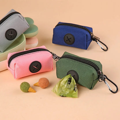 Canvas Dog Poop Bag Holder with Carabiner – Outdoor Pet Waste Dispenser