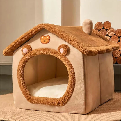 Foldable Pet House – Washable Cat & Puppy Bed with Removable Cushion