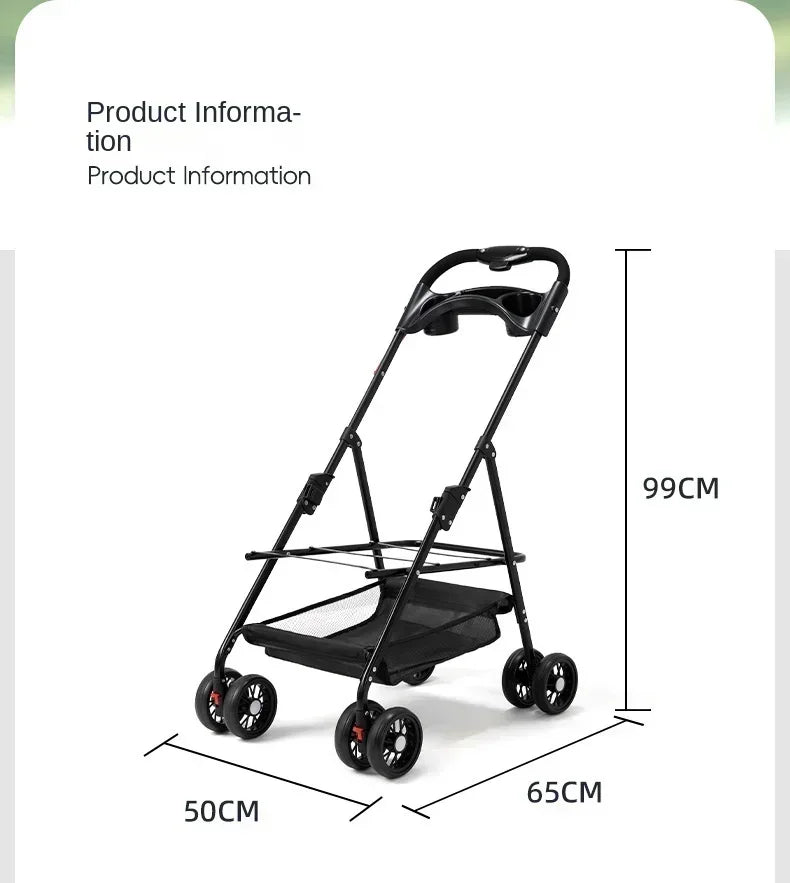 4-Wheel Collapsible Pet Carrier with Storage Bag
