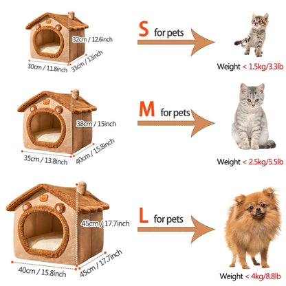 Foldable Pet House – Washable Cat & Puppy Bed with Removable Cushion
