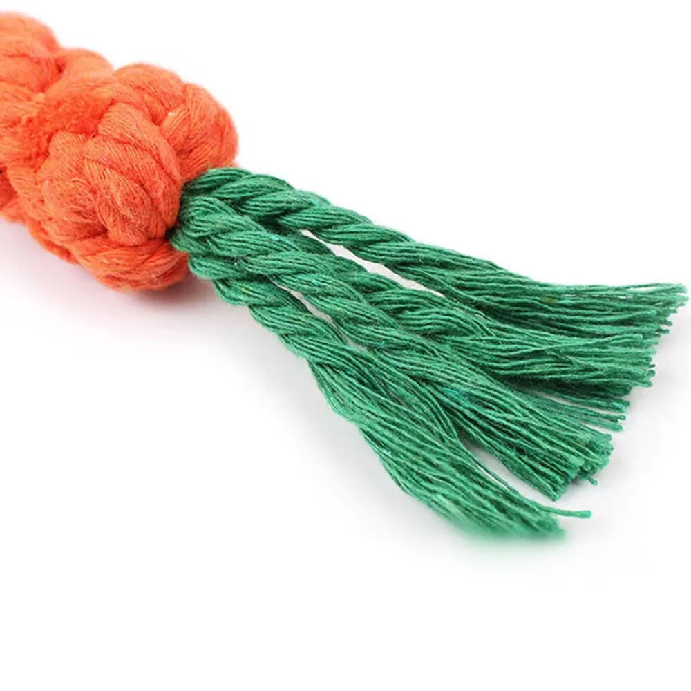 Durable Carrot Rope Chew Toy – Cotton Molar Cleaner for Puppies & Dogs