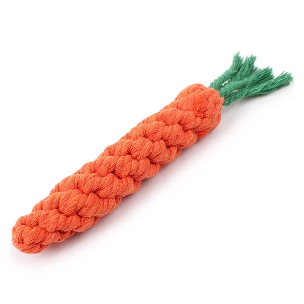 Durable Carrot Rope Chew Toy – Cotton Molar Cleaner for Puppies & Dogs