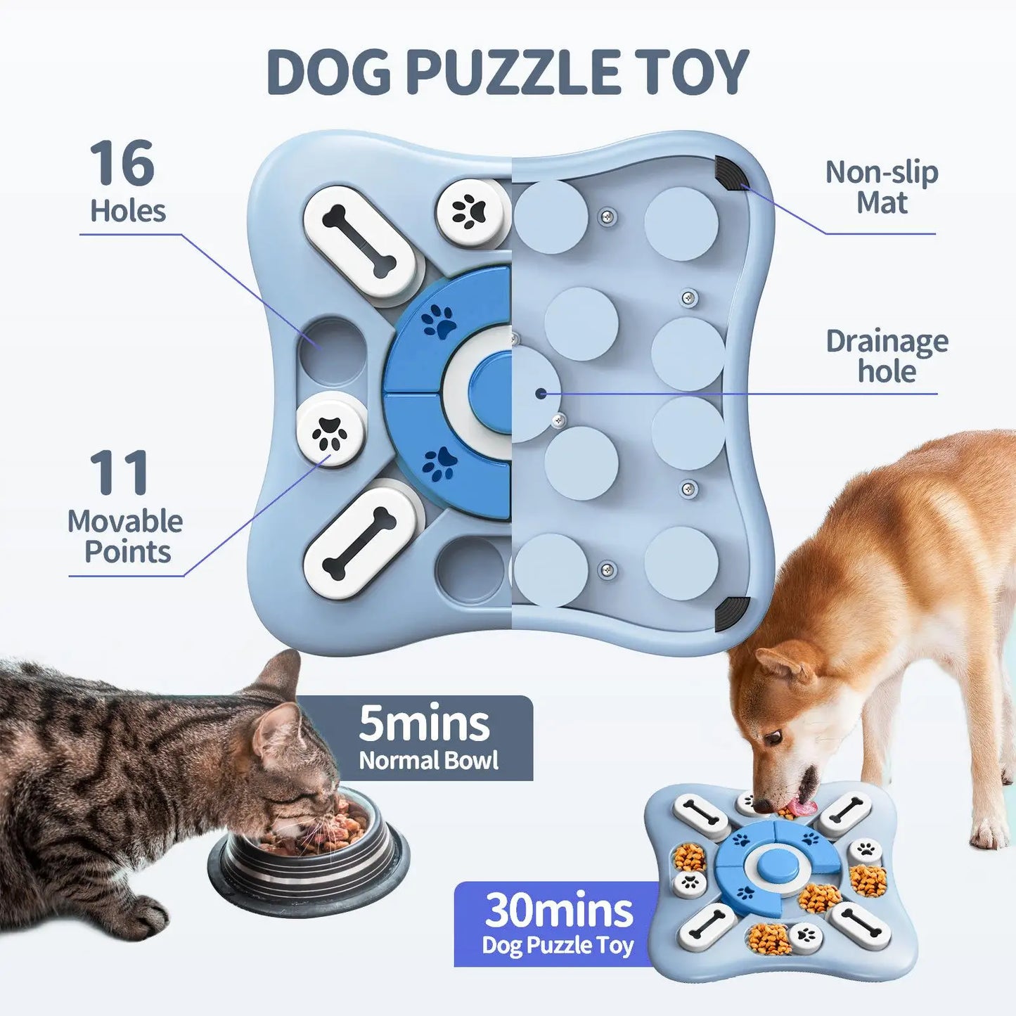 Slow Feeder Interactive Dog & Puppy IQ Food Dispenser Bowl