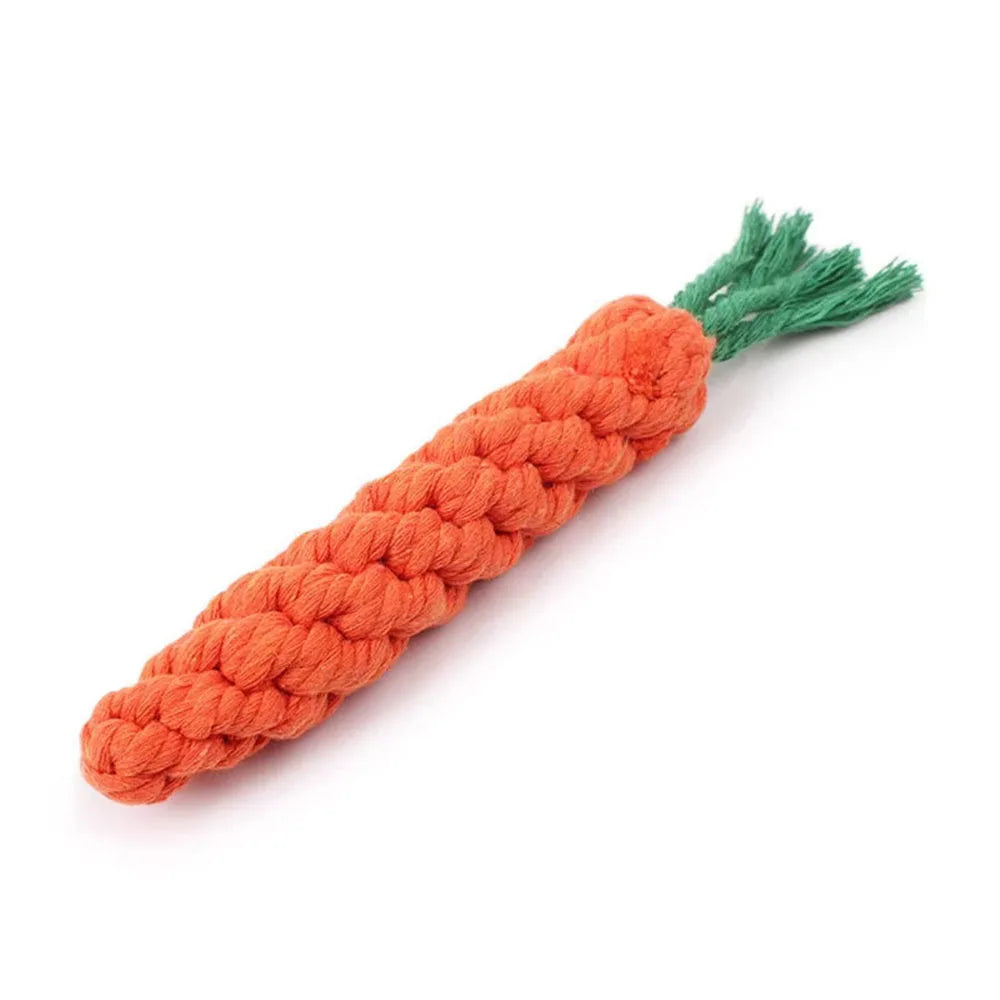 Durable Carrot Rope Chew Toy – Cotton Molar Cleaner for Puppies & Dogs