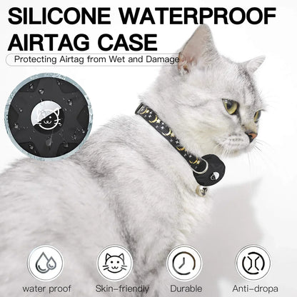 Reflective AirTag Cat Collar – Breakaway Pet Tracker with Bell & Holder